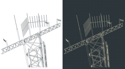Antenna tower close up illustrations