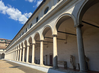 Fototapeta na wymiar The main cloister in the baths of Diocletian by Michelangelo, Rome