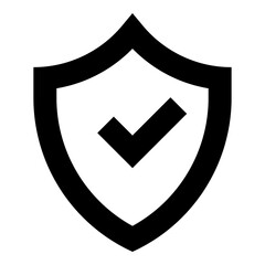 Shield with a checkmark icon on white background
