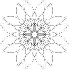 Leaf Flower Petal Coloring Mandala Art Simple Graphic Shape Vector Floral Oriental Outline Vintage Decorative Elements Pattern Illustration Islam Arabic Indian Turkish Mystic Religion Morals Lotus