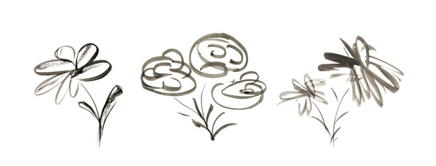 Sketched Brush Flowers