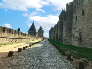 Fototapeta na wymiar Ancient fortified city of Carcassonne in France