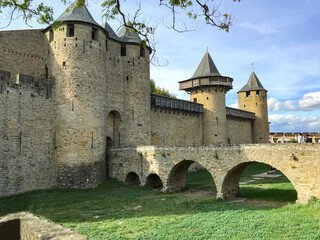 Fototapeta na wymiar Ancient fortified city of Carcassonne in France