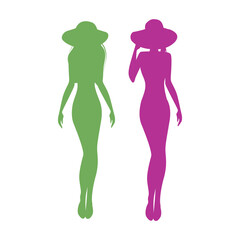 Silhouette of a woman in a hat. Vector