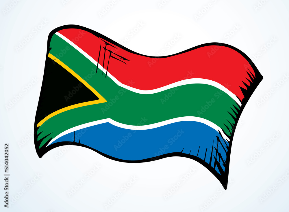 Wall mural flag of south africa. vector drawing sign