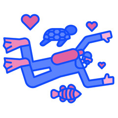 diver blue line icon