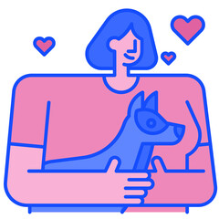 dog blue line icon