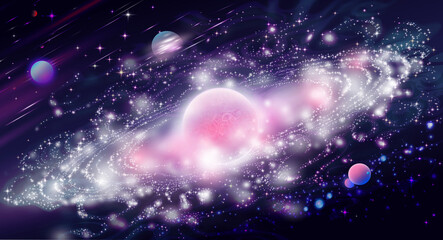 Pearl nebula Most of the work was created in Adobe Illustrator. The final render was done Adobe Photoshop. Topic:  space, fantasy.  © Imish Mira