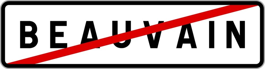 Panneau sortie ville agglomération Beauvain / Town exit sign Beauvain