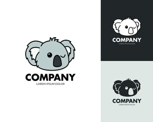 winking cute koala logo symbol