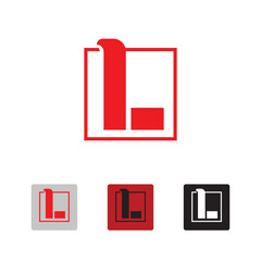 Simple geometric letter L logo or monogram in red and variant colors