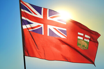 Manitoba province of Canada flag waving on the wind