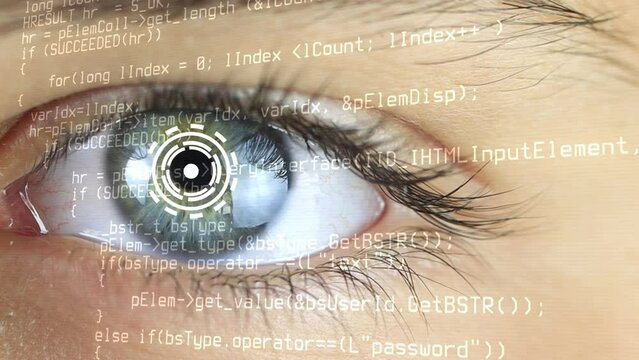 Futuristic developer with code hologram. High quality 4k footage