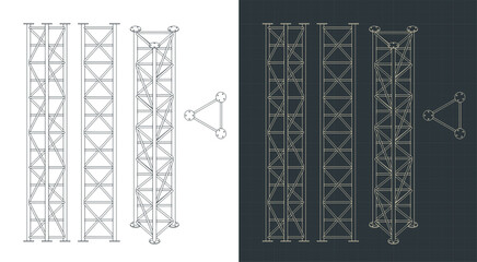 Removable metal modular truss blueprints - obrazy, fototapety, plakaty