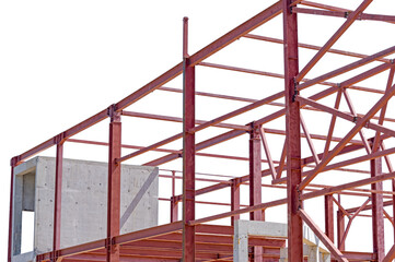 Fototapeta na wymiar Steel Frames of A Building Under Construction