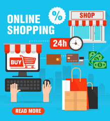 Online shopping. Sale concept modern design flat style