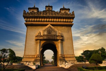 Patuxay park or Monument at Vientiane, Laos. Patuxay monument, capital city of Laos. High quality...