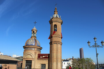 Fototapeta na wymiar Chapel Virgin of the Carmen in coast of the Guadalquivir, in the Triana district, Seville, Spain.