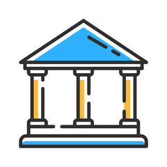 Bank building in outline style. Vector illustration concept