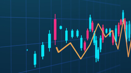 3D stock market graphics. Cryptocurrency chart. High-tech style chart. Financial technology concept. Electronic money.