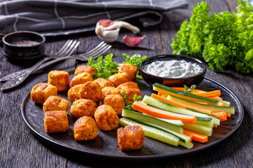 bean veggies gnocchi with vegetable sticks and dip