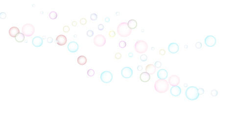 Soap bubbles flew randomly on a white background. Vector