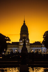 Fototapeta na wymiar Congress in Buenos Aires at night - Buenos Aires, Argentina