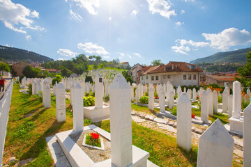 Muslim cemetery dedicated to the victims of the Bosnian war, in Sarajevo, Bosnia and Herzegovina.