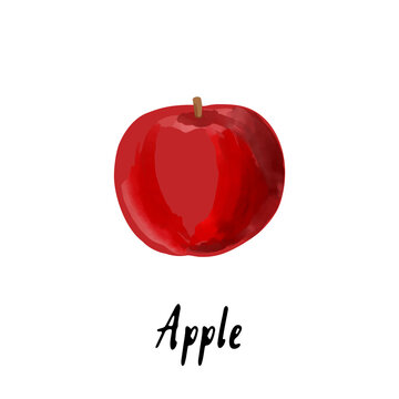 Illustration of a red apple isolated on a white background