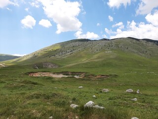 Mountain Bjelasnica landscape with meadows, rocks and sky, Bosnia and Herzegovina