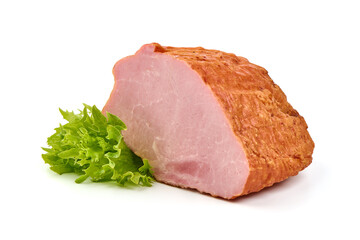 Hot stuffed pork ham, isolated on white background.