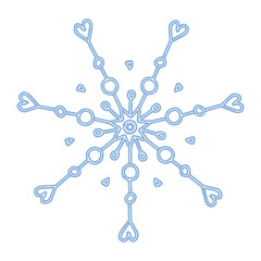 Elegant fantasy blue snowflake vector illustration isolated on white background