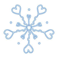 Fantasy blue snowflake vector illustration isolated on white background