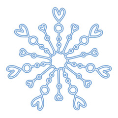 Fantasy blue snowflake vector illustration isolated on white background