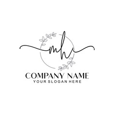 MH signature logo template vector