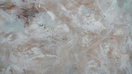 Abstract modern art. Closeup view of a contemporary painting with beautiful brush texture and white color palette.