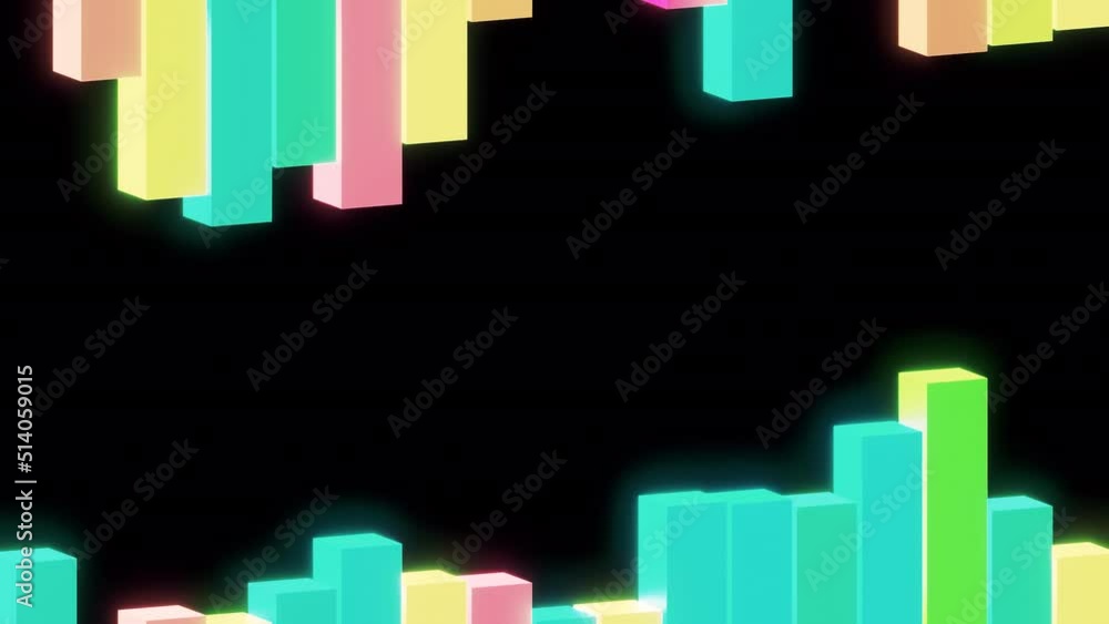 Poster bright dancing graphics. design.multicolored rectangles in animation that diverge in different direc