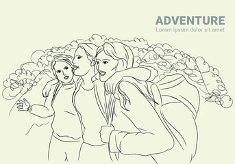 Adventure in mountainous terrain Hiking adventure tourism travel