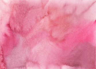 Watercolor pink background texture. Light red stains on paper, hand painted.