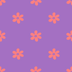 Smiley daisy pattern. Vector seamless pattern. - 514060618