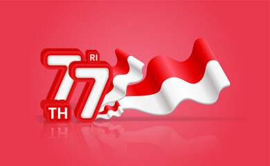 The 77th Independence Day of the Republic of Indonesia by flying the flag on a red background. premium vector