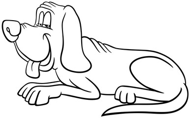 cartoon funny lying dog animal character coloring page