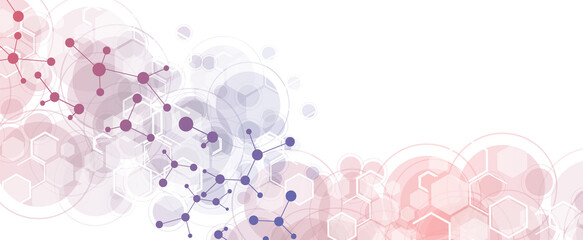 Vector illustration of molecular structure.  Abstract background for innovation technology,...