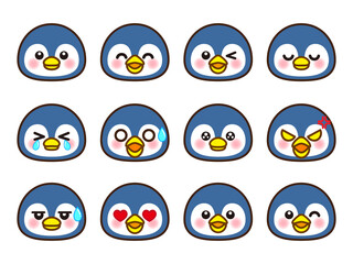 ペンギンの顔アイコンセット＿ベクター