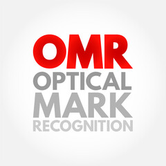 OMR Optical Mark Recognition - process of reading information that people mark on surveys, tests and other paper documents, acronym text concept background