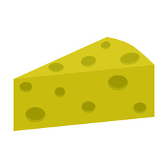 Piece of cheese. Cheese with holes. Vector