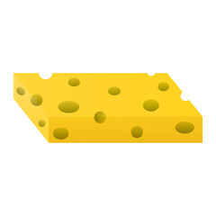 Square piece of cheese. Cheese with holes. Vector