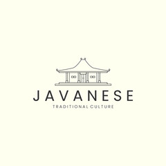joglo house with linear minimalist style logo icon template design. javanese , traditional, culture, vector illustration