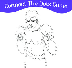 connect the dots, draw game, kids puzzle work sheet, famous people vector