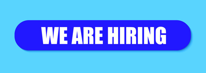 We are hiring new person. Purple icon with shadow on blue background